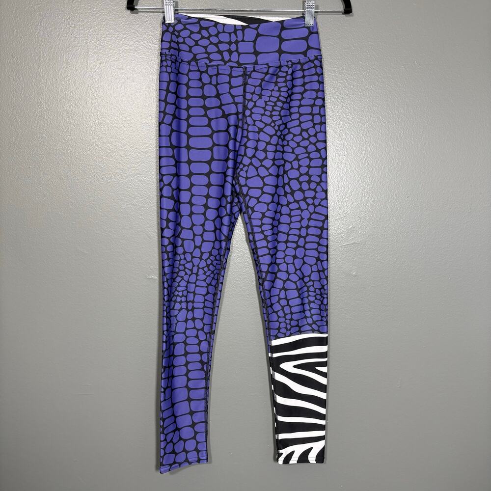 Looney Legs Purple CrocoZebra Print Leggings - Women's Size XS - Funky Pants